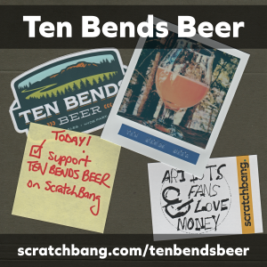 collage of Ten Bends Beer ephemera